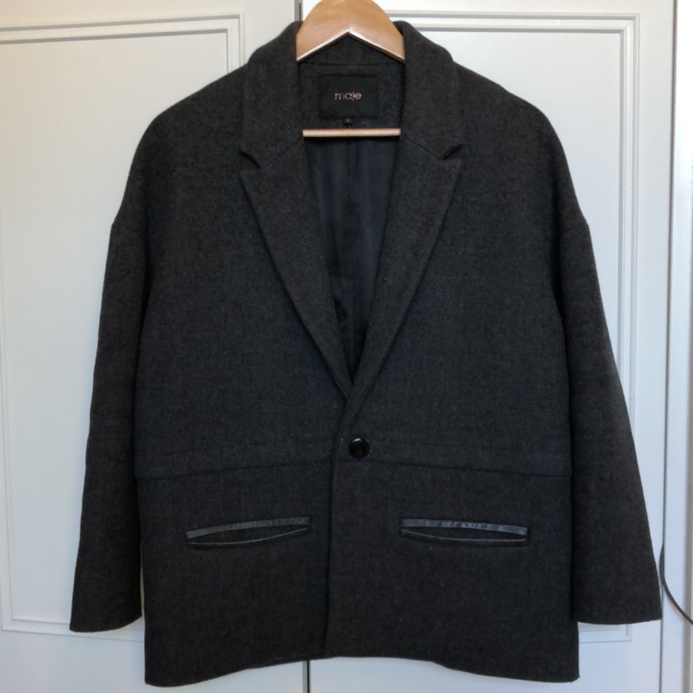 Maje oversized wool short jacket